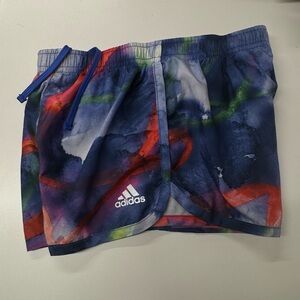 Adidas Blue and Red Patterned Shorts